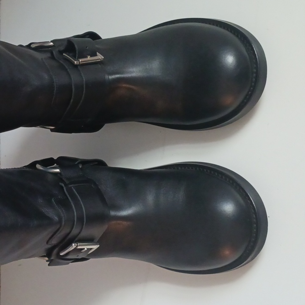 Topshop Black Leather Moto New Boots. - Picture 5 of 7